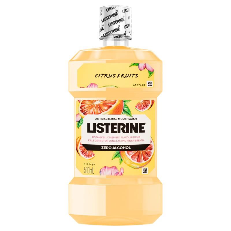 Listerine Zero Alcohol Antibacterial Mouthwash Citrus Fruits 500mL